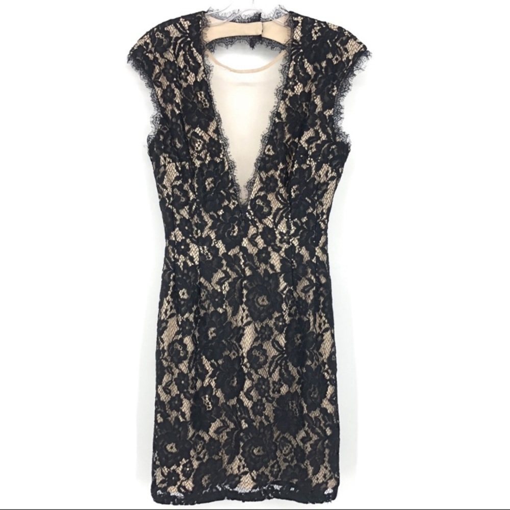 Aidan Mattox Floral Lace Open Back Dress